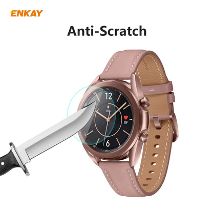 2 PCS ENKAY Hat-Prince 0.2mm 9H 2.15D Bord Incurvé Protecteur D'écran En Verre Trempé Film De Montre, For Samsung Galaxy Watch 3 45mm, For Samsung Galaxy Watch 3 41mm