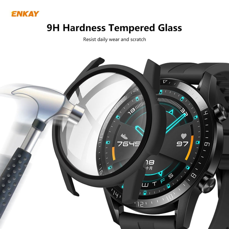 Pour Huawei Watch GT 2 46mm ENKAY Chapeau-Prince ENK-AC8202 Couverture Complète PC Étui Givré + 9H Protecteur En Verre Trempé