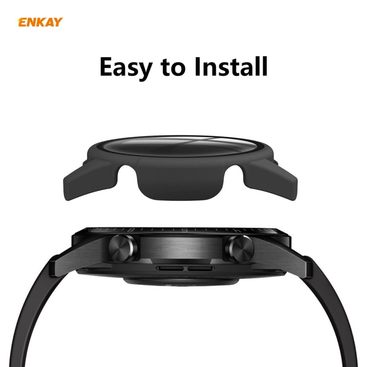 Pour Huawei Watch GT 2 46mm ENKAY Chapeau-Prince ENK-AC8202 Couverture Complète PC Étui Givré + 9H Protecteur En Verre Trempé
