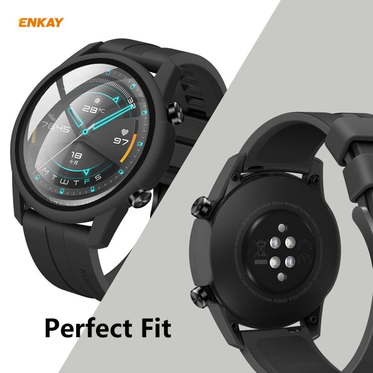 Pour Huawei Watch GT 2 46mm ENKAY Chapeau-Prince ENK-AC8202 Couverture Complète PC Étui Givré + 9H Protecteur En Verre Trempé