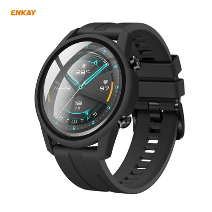 Pour Huawei Watch GT 2 46mm ENKAY Chapeau-Prince ENK-AC8202 Couverture Complète PC Étui Givré + 9H Protecteur En Verre Trempé