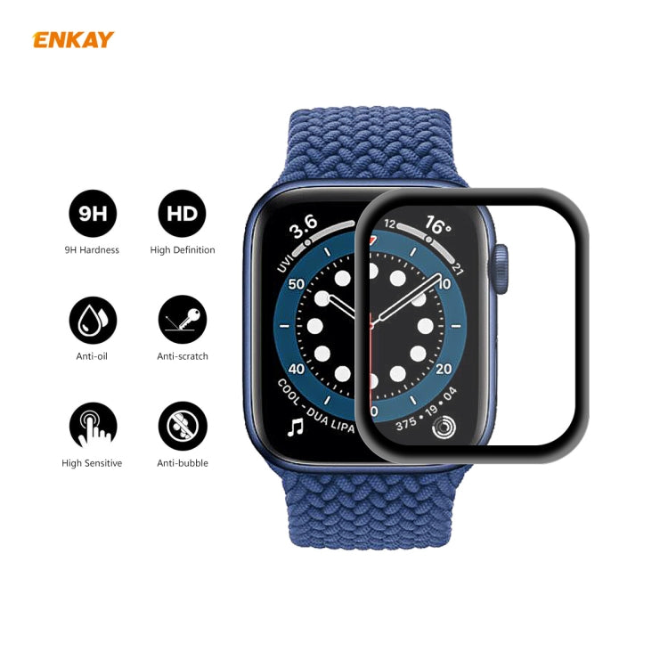 ENKAY chapeau-prince 0.2mm 9H dureté de Surface 3D anti-déflagrant bord en alliage d'aluminium Film d'écran en verre trempé plein écran, For Apple Watch 6/5/4/SE 40mm, For Apple Watch 6/5/4/SE 44mm