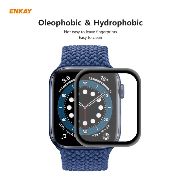 ENKAY chapeau-prince 0.2mm 9H dureté de Surface 3D anti-déflagrant bord en alliage d'aluminium Film d'écran en verre trempé plein écran, For Apple Watch 6/5/4/SE 40mm, For Apple Watch 6/5/4/SE 44mm