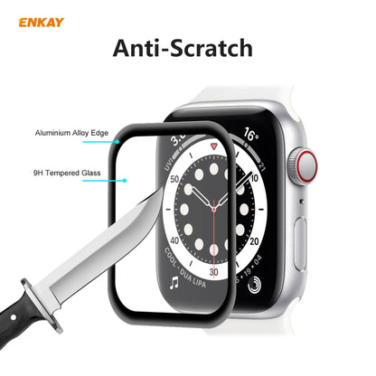 ENKAY chapeau-prince 0.2mm 9H dureté de Surface 3D anti-déflagrant bord en alliage d'aluminium Film d'écran en verre trempé plein écran, For Apple Watch 6/5/4/SE 40mm, For Apple Watch 6/5/4/SE 44mm