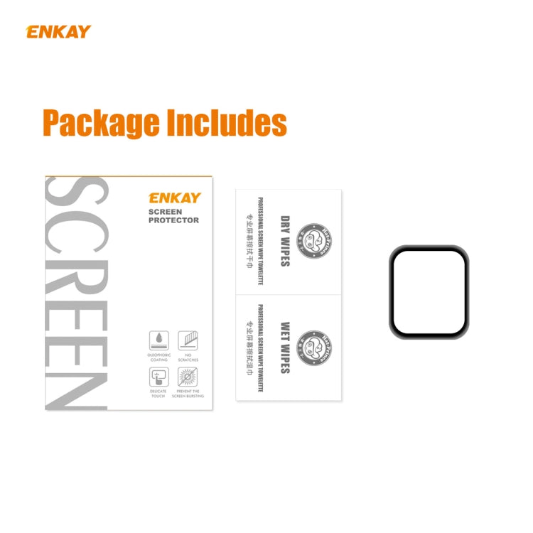 ENKAY chapeau-prince 0.2mm 9H dureté de Surface 3D anti-déflagrant bord en alliage d'aluminium Film d'écran en verre trempé plein écran, For Apple Watch 6/5/4/SE 40mm, For Apple Watch 6/5/4/SE 44mm