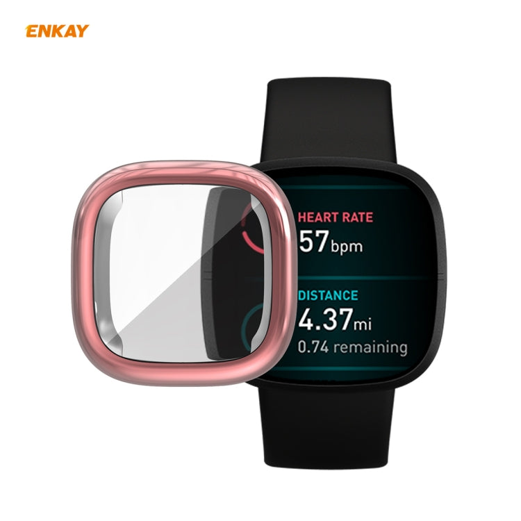 Pour Fitbit Versa 3 / Fitbit Sense ENKAY Hat-Prince ENK-AC8208 Couverture complète Electroplate TPU Soft Case