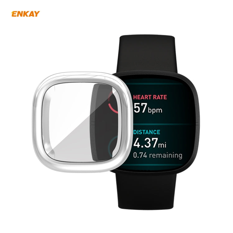 Pour Fitbit Versa 3 / Fitbit Sense ENKAY Hat-Prince ENK-AC8208 Couverture complète Electroplate TPU Soft Case