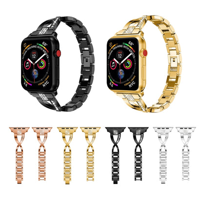 Bracelet de montre en acier inoxydable massif serti de diamants en forme de X pour Apple Watch Series 3 & 2 & 1 38mm