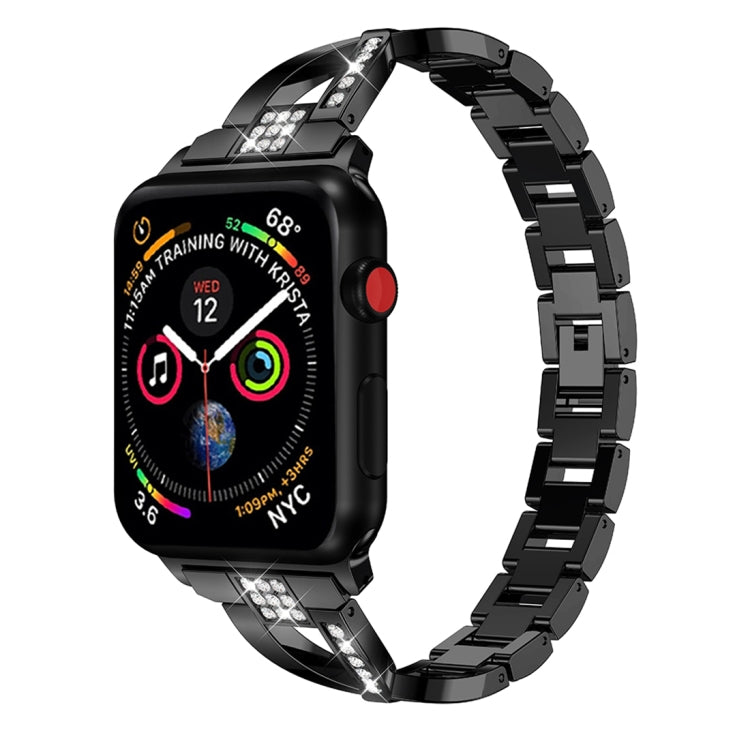 Bracelet de montre en acier inoxydable massif serti de diamants en forme de X pour Apple Watch Series 3 & 2 & 1 42mm