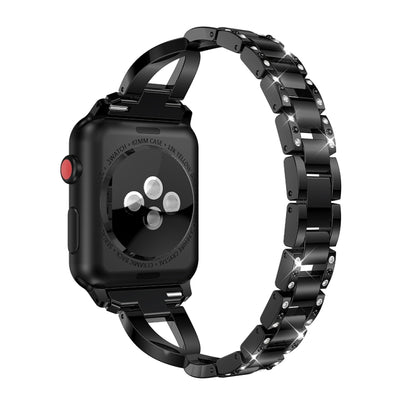 Bracelet de montre en acier inoxydable massif serti de diamants en forme de X pour Apple Watch Series 3 & 2 & 1 42mm