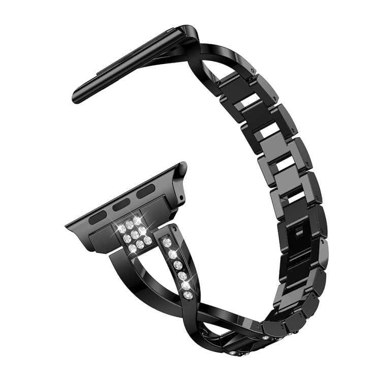 Bracelet de montre en acier inoxydable massif serti de diamants en forme de X pour Apple Watch Series 3 & 2 & 1 42mm