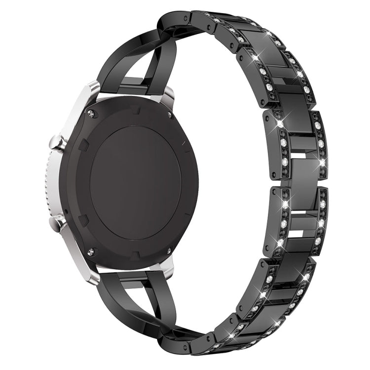 Bracelet de montre en acier inoxydable massif serti de diamants en forme de X pour Samsung Gear S3