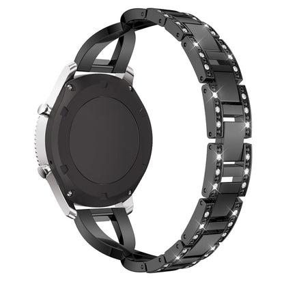 Bracelet de montre en acier inoxydable massif serti de diamants en forme de X pour Samsung Gear S3