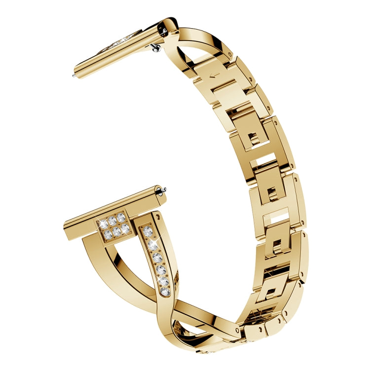 Bracelet de montre en acier inoxydable massif serti de diamants en forme de X pour Samsung Gear S3