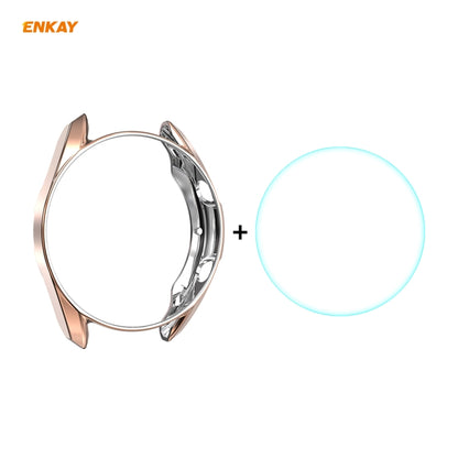 Pour Samsung Galaxy Watch 3 41mm 2 en 1 ENKAY Hat-Prince Electroplate Soft TPU Case + 0.2mm 9H 2.15D Film de verre trempé à bord incurvé