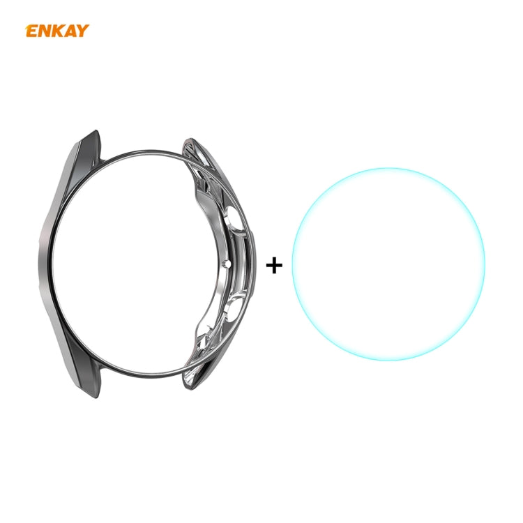 Pour Samsung Galaxy Watch 3 45mm 2 en 1 ENKAY Hat-Prince Electroplate Soft TPU Case + 0.2mm 9H 2.15D Film de verre trempé à bord incurvé