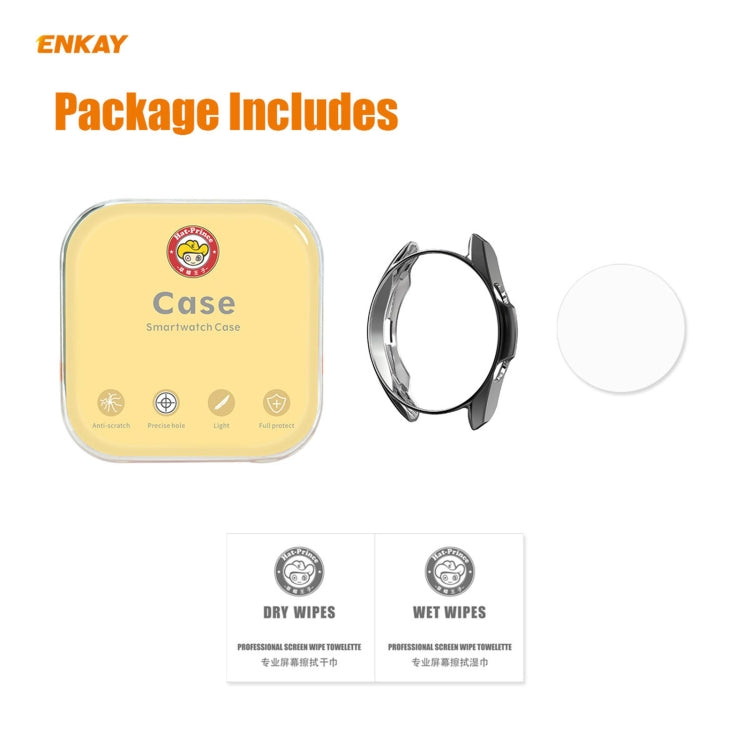 Pour Samsung Galaxy Watch 3 45mm 2 en 1 ENKAY Hat-Prince Electroplate Soft TPU Case + 0.2mm 9H 2.15D Film de verre trempé à bord incurvé