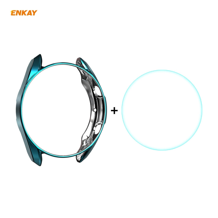 Pour Samsung Galaxy Watch 3 45mm 2 en 1 ENKAY Hat-Prince Electroplate Soft TPU Case + 0.2mm 9H 2.15D Film de verre trempé à bord incurvé