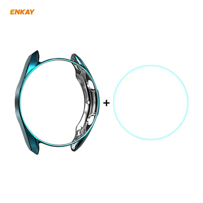 Pour Samsung Galaxy Watch 3 45mm 2 en 1 ENKAY Hat-Prince Electroplate Soft TPU Case + 0.2mm 9H 2.15D Film de verre trempé à bord incurvé