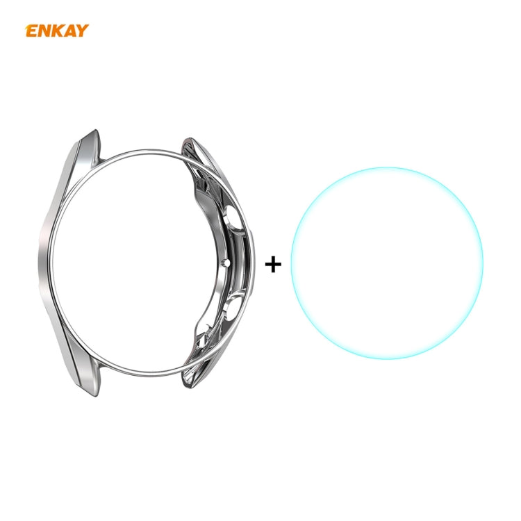 Pour Samsung Galaxy Watch 3 45mm 2 en 1 ENKAY Hat-Prince Electroplate Soft TPU Case + 0.2mm 9H 2.15D Film de verre trempé à bord incurvé