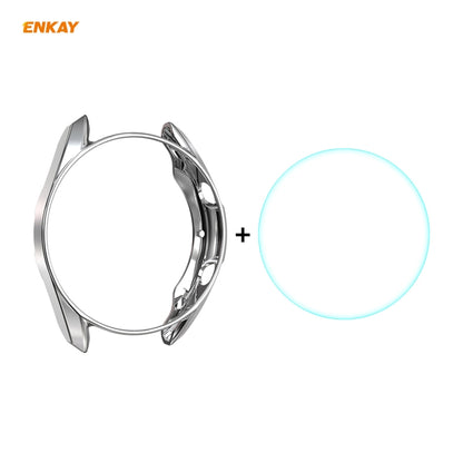 Pour Samsung Galaxy Watch 3 45mm 2 en 1 ENKAY Hat-Prince Electroplate Soft TPU Case + 0.2mm 9H 2.15D Film de verre trempé à bord incurvé