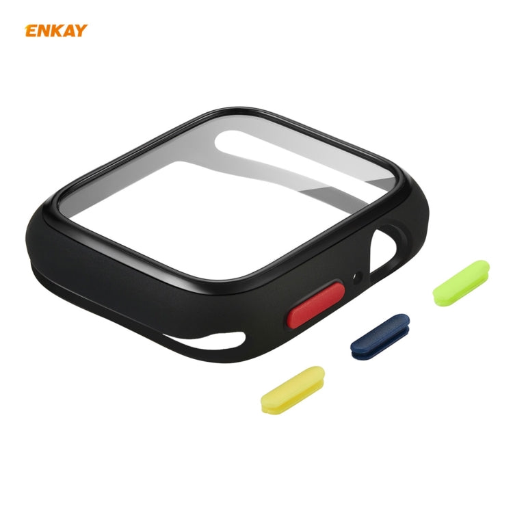 ENKAY Hat-prince Coque en TPU à Couverture Complète + Protecteur en Verre Trempé pour Apple Watch Series 6 / 5 / 4 / SE 44mm, For Apple Watch Series 6 / 5 / 4 / SE 44mm