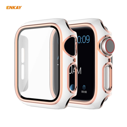 ENKAY Hat-Prince Boîtier PC Galvanisé à Couverture Complète + Protecteur en Verre Trempé pour Apple Watch Series 6 / 5 / 4 / SE 40mm, For Apple Watch Series 6 / 5 / 4 / SE 40mm