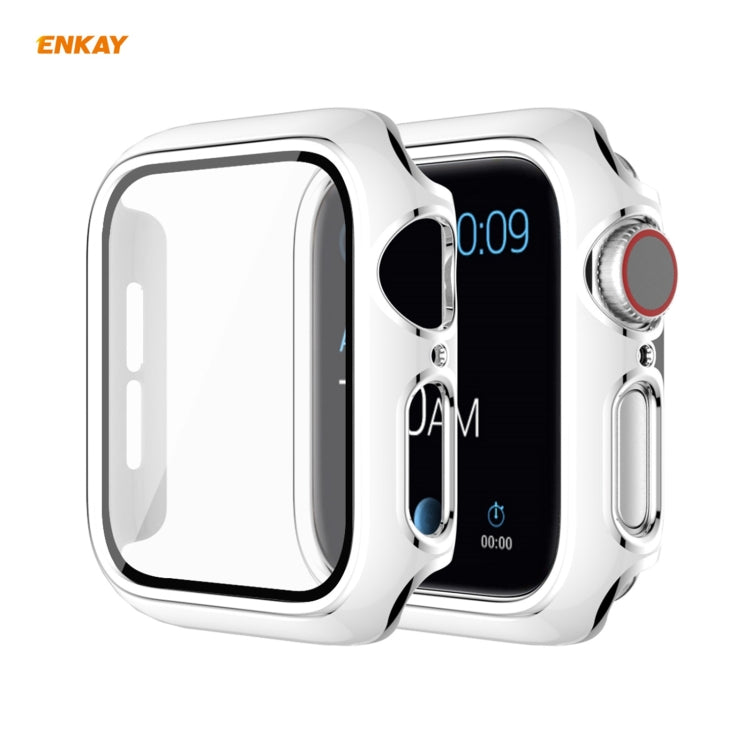 ENKAY Hat-Prince Boîtier PC Galvanisé à Couverture Complète + Protecteur en Verre Trempé pour Apple Watch Series 6 / 5 / 4 / SE 40mm, For Apple Watch Series 6 / 5 / 4 / SE 40mm