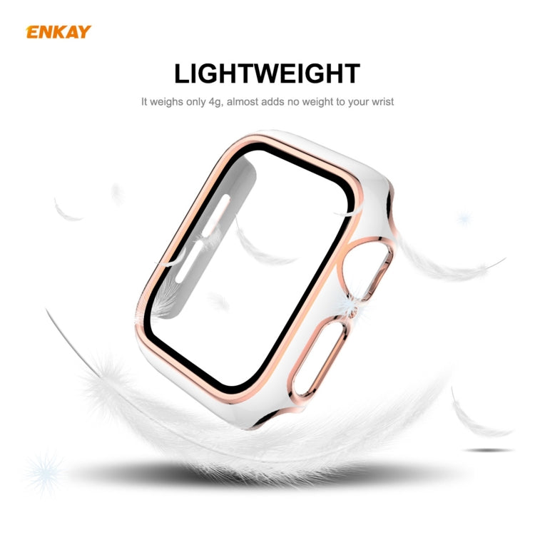 ENKAY Hat-Prince Boîtier PC Galvanisé à Couverture Complète + Protecteur en Verre Trempé pour Apple Watch Series 6 / 5 / 4 / SE 40mm, For Apple Watch Series 6 / 5 / 4 / SE 40mm
