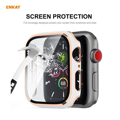 ENKAY Hat-Prince Boîtier PC Galvanisé à Couverture Complète + Protecteur en Verre Trempé pour Apple Watch Series 6 / 5 / 4 / SE 40mm, For Apple Watch Series 6 / 5 / 4 / SE 40mm