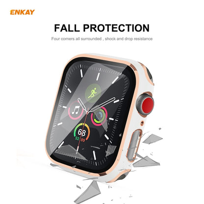 ENKAY Hat-Prince Boîtier PC Galvanisé à Couverture Complète + Protecteur en Verre Trempé pour Apple Watch Series 6 / 5 / 4 / SE 40mm, For Apple Watch Series 6 / 5 / 4 / SE 40mm