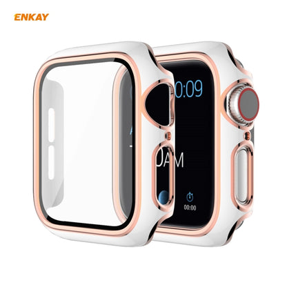 ENKAY Hat-Prince Boîtier PC Galvanisé à Couverture Complète + Protecteur en Verre Trempé pour Apple Watch Series 6 / 5 / 4 / SE 44mm, For Apple Watch Series 6 / 5 / 4 / SE 44mm