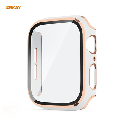 ENKAY Hat-Prince Boîtier PC Galvanisé à Couverture Complète + Protecteur en Verre Trempé pour Apple Watch Series 6 / 5 / 4 / SE 44mm, For Apple Watch Series 6 / 5 / 4 / SE 44mm