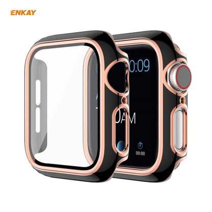 ENKAY Hat-Prince Boîtier PC Galvanisé à Couverture Complète + Protecteur en Verre Trempé pour Apple Watch Series 6 / 5 / 4 / SE 44mm, For Apple Watch Series 6 / 5 / 4 / SE 44mm