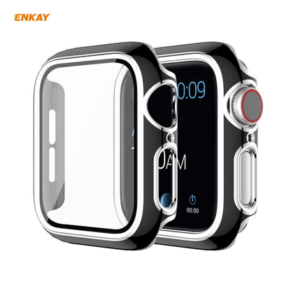 ENKAY Hat-Prince Boîtier PC Galvanisé à Couverture Complète + Protecteur en Verre Trempé pour Apple Watch Series 6 / 5 / 4 / SE 44mm, For Apple Watch Series 6 / 5 / 4 / SE 44mm