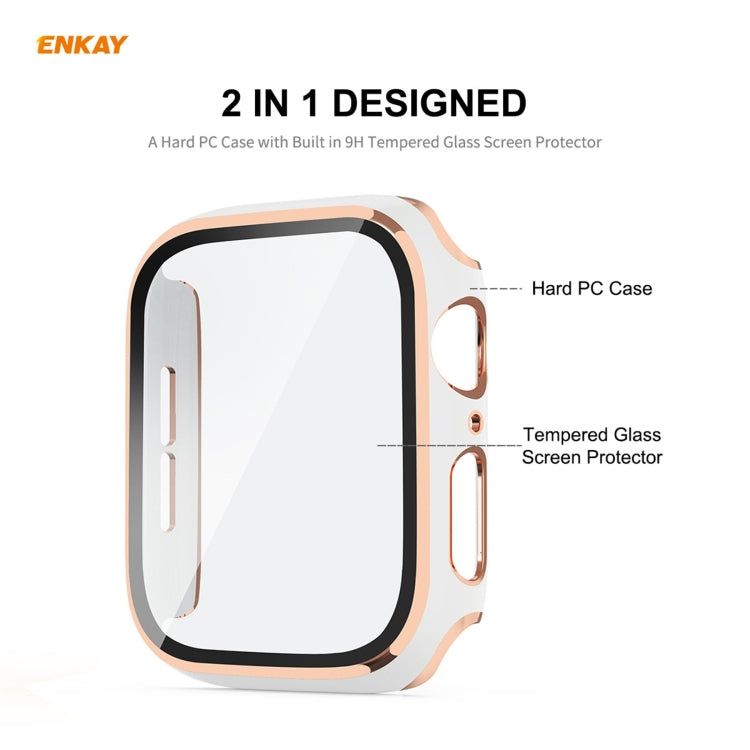 ENKAY Hat-Prince Boîtier PC Galvanisé à Couverture Complète + Protecteur en Verre Trempé pour Apple Watch Series 6 / 5 / 4 / SE 44mm, For Apple Watch Series 6 / 5 / 4 / SE 44mm