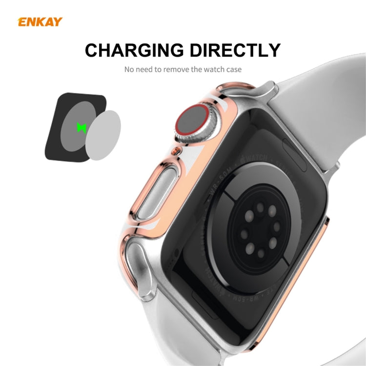 ENKAY Hat-Prince Boîtier PC Galvanisé à Couverture Complète + Protecteur en Verre Trempé pour Apple Watch Series 6 / 5 / 4 / SE 44mm, For Apple Watch Series 6 / 5 / 4 / SE 44mm