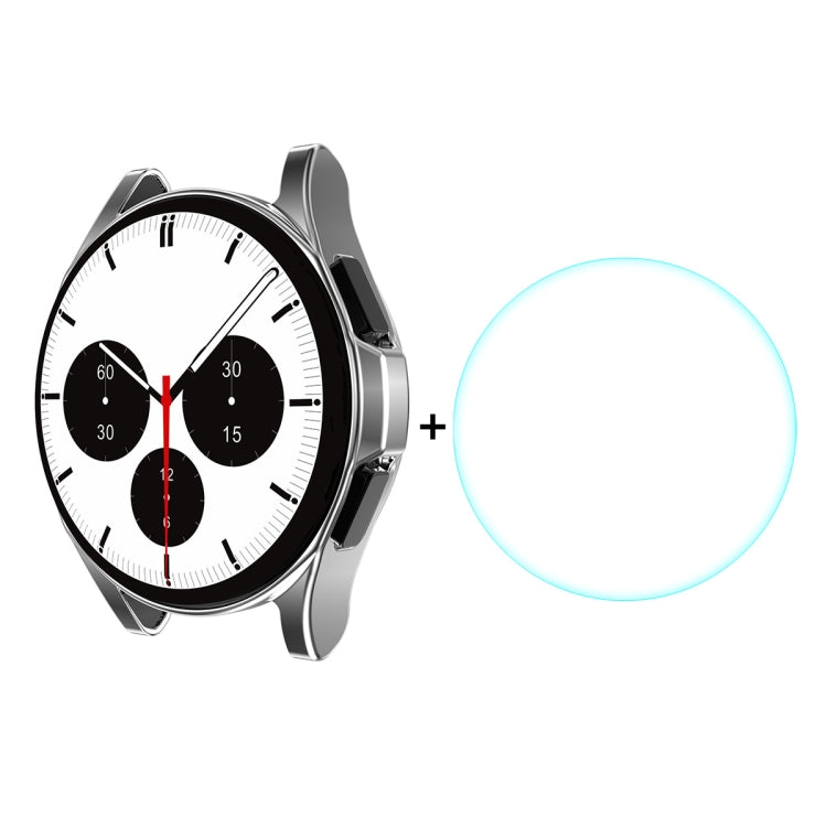 ENKAY Pour Samsung Galaxy Watch4 Classic 42mm ENKAY Chapeau-Prince Couverture Complète Galvanoplastie Étui Souple TPU HD Couverture Transparente + Protecteur en Verre Trempé, For Samsung Galaxy Watch4 Classic 42mm