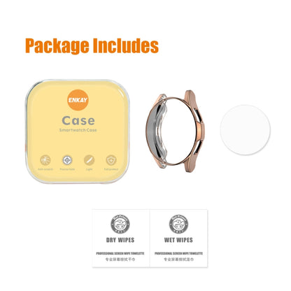 Pour Samsung Galaxy Watch4 Classic 46mm ENKAY Chapeau-Prince Couverture Complète Galvanoplastie Étui Souple TPU HD Couverture Transparente + Protecteur En Verre Trempé, For Samsung Galaxy Watch4 Classic 46mm