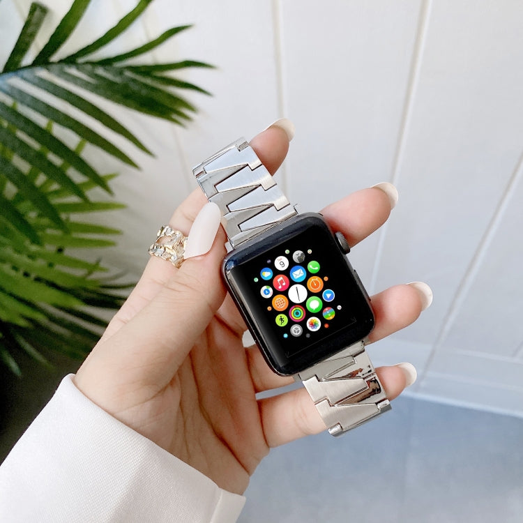 Bracelet en métal en acier inoxydable à chaîne créative pour la série Apple Watch, 7 41mm / 6&SE&5&4 40mm / 3&2&1 38mm, 7 45mm / 6&SE&5&4 44mm / 3&2&1 42mm