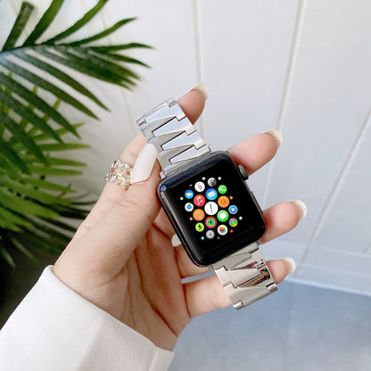 Bracelet en métal en acier inoxydable à chaîne créative pour la série Apple Watch, 7 41mm / 6&SE&5&4 40mm / 3&2&1 38mm, 7 45mm / 6&SE&5&4 44mm / 3&2&1 42mm