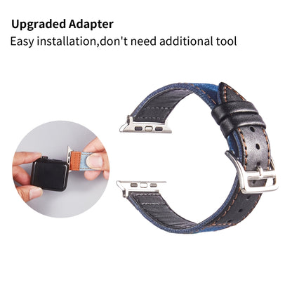 Bracelet en cuir à boucle argentée pour la série Apple Watch, 7 41mm / 6&SE&5&4 40mm / 3&2&1 38mm, 7 45mm / 6&SE&5&4 44mm / 3&2&1 42mm