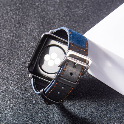 Bracelet en cuir à boucle argentée pour la série Apple Watch, 7 41mm / 6&SE&5&4 40mm / 3&2&1 38mm, 7 45mm / 6&SE&5&4 44mm / 3&2&1 42mm