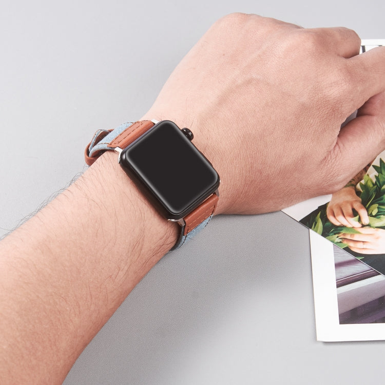 Bracelet en cuir à boucle argentée pour la série Apple Watch, 7 41mm / 6&SE&5&4 40mm / 3&2&1 38mm, 7 45mm / 6&SE&5&4 44mm / 3&2&1 42mm