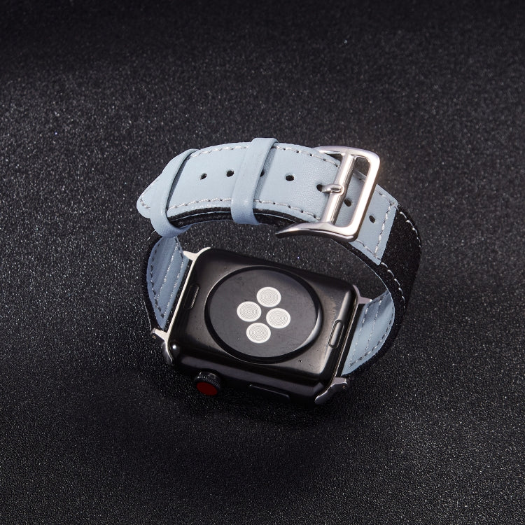 Bracelet en cuir à boucle argentée pour la série Apple Watch, 7 41mm / 6&SE&5&4 40mm / 3&2&1 38mm, 7 45mm / 6&SE&5&4 44mm / 3&2&1 42mm