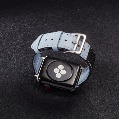 Bracelet en cuir à boucle argentée pour la série Apple Watch, 7 41mm / 6&SE&5&4 40mm / 3&2&1 38mm, 7 45mm / 6&SE&5&4 44mm / 3&2&1 42mm