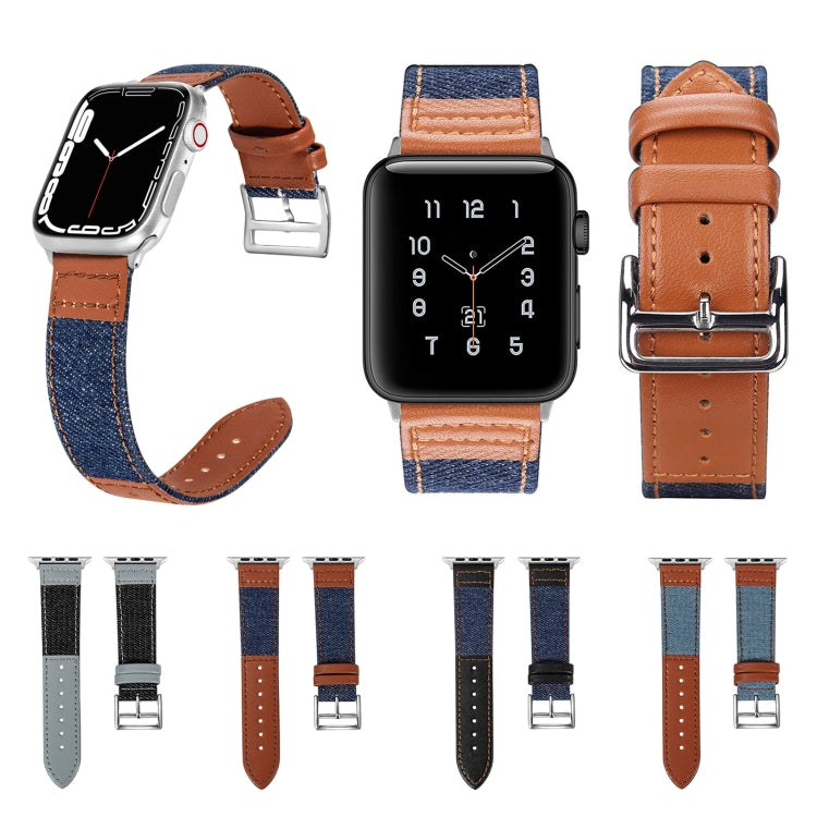 Bracelet de montre de rechange en cuir Denim Fit pour Apple Watch Series, 7 41mm / 6&SE&5&4 40mm / 3&2&1 38mm, 7 45mm / 6&SE&5&4 44mm / 3&2&1 42mm