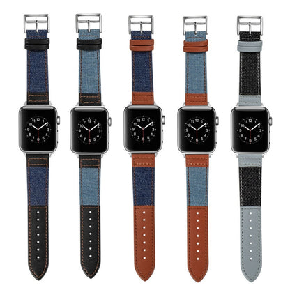 Bracelet de montre de rechange en cuir Denim Fit pour Apple Watch Series, 7 41mm / 6&SE&5&4 40mm / 3&2&1 38mm, 7 45mm / 6&SE&5&4 44mm / 3&2&1 42mm