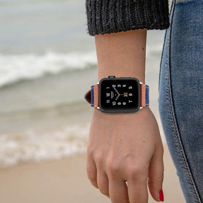 Bracelet de montre de rechange en cuir Denim Fit pour Apple Watch Series, 7 41mm / 6&SE&5&4 40mm / 3&2&1 38mm, 7 45mm / 6&SE&5&4 44mm / 3&2&1 42mm