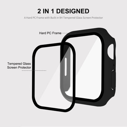 ENKAY Hat-Prince Cadre PC 2 en 1 + Protecteur en Verre Trempé 9H Couverture Complète pour Apple Watch Series 7 45mm